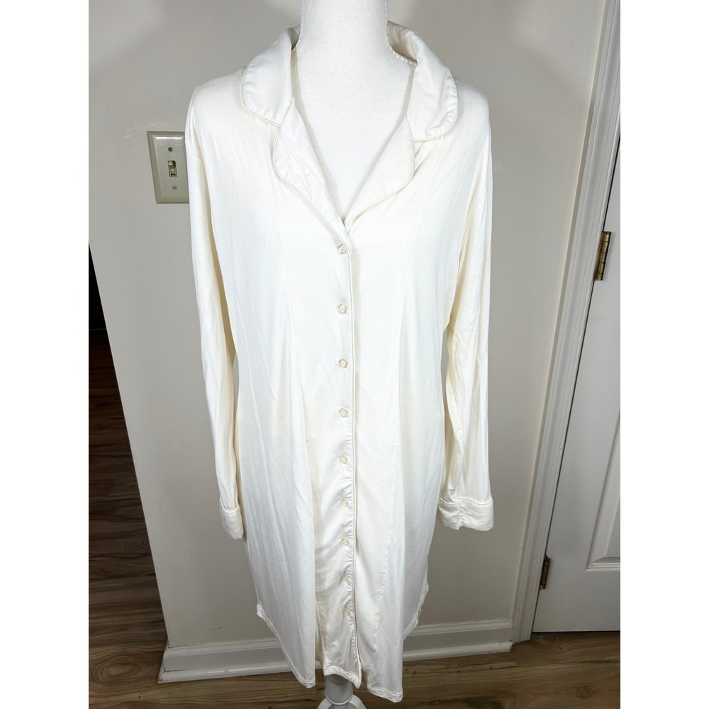 Faceplant Dreams Dreamwear Bamboo Boyfriend Nightshirt Women's L Cream Sleepwear